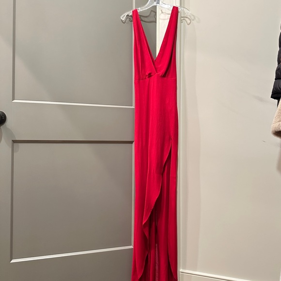 Reformation Red Varun Deep-V Backless Midi Event Dress with High Slit 0 - Picture 7 of 11